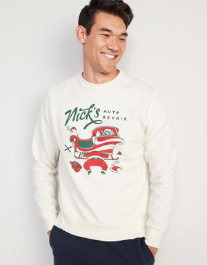 Holiday Graphic Crew-Neck Sweatshirt for Men white
