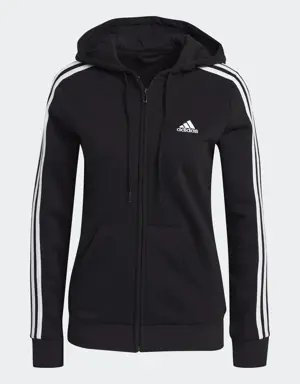 Adidas Felpa con cappuccio Essentials Fleece 3-Stripes Full-Zip
