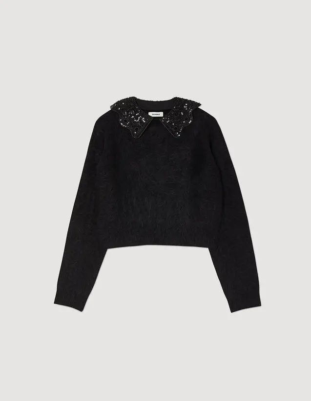 Sandro Cropped sweater with sequins. 2