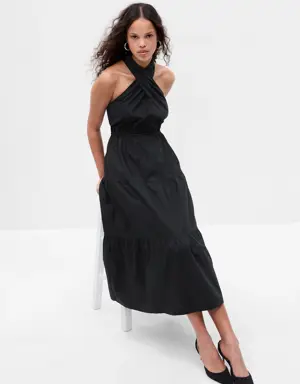 Halter Tiered Maxi Dress black