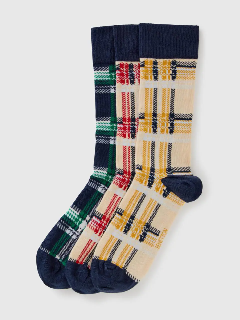 Benetton long tartan socks. 1