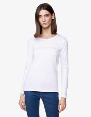 T-shirt blanc manches longues 100 % coton
