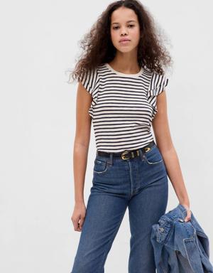 Gap Essential Rib Flutter Sleeve T-shirt blue