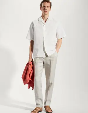 Mango Cotton-linen bowling-collar shirt