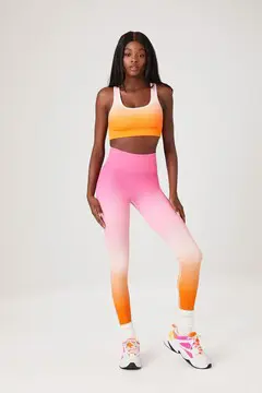 Forever 21 Forever 21 Seamless Active Gradient Leggings Neon Orange/Multi. 2