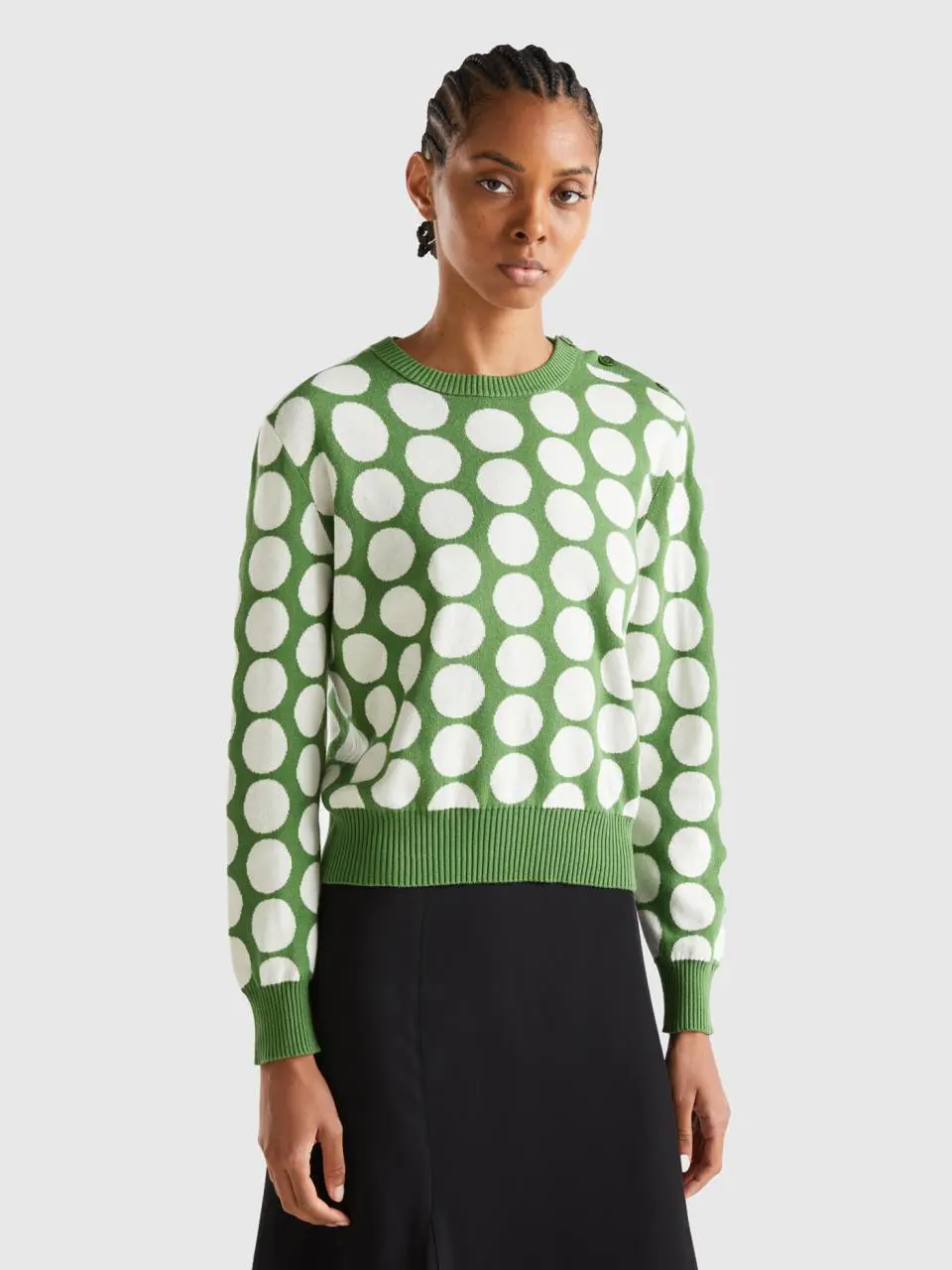 Benetton polka dot sweater in tricot cotton. 1