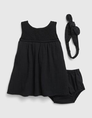 Baby Crochet Dress Set black