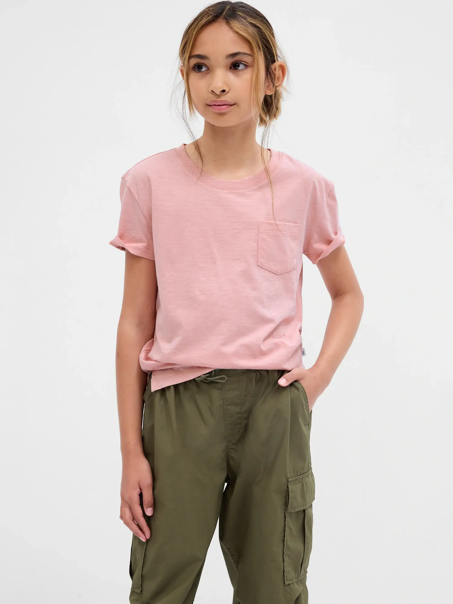 Gap Kids Organic Cotton Pocket T-Shirt pink. 1